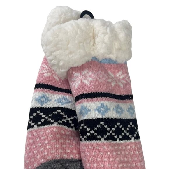 Treehouse Knits Socks Pink Blue Size 5-10 New Sherpa Lined Winter Lounge - Picture 2 of 6